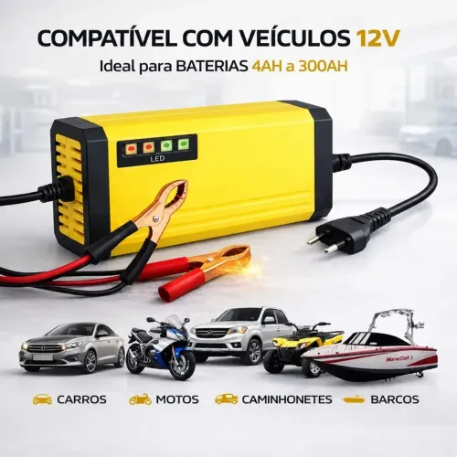 Carregador de Bateria Inteligente 12V AGM VRLA Bivolt