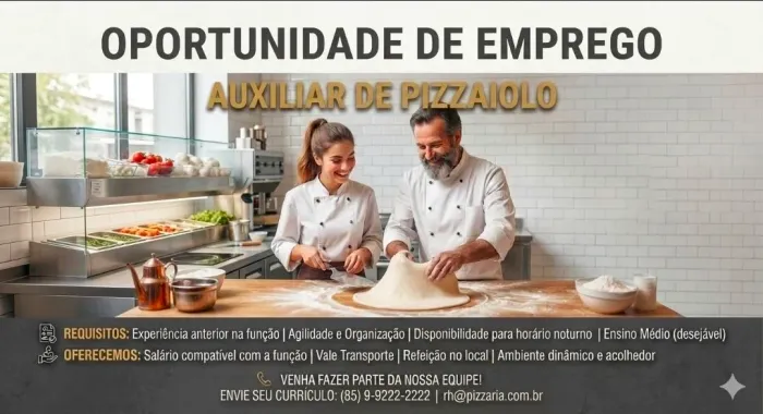 Vaga para auxiliar de pizzaria