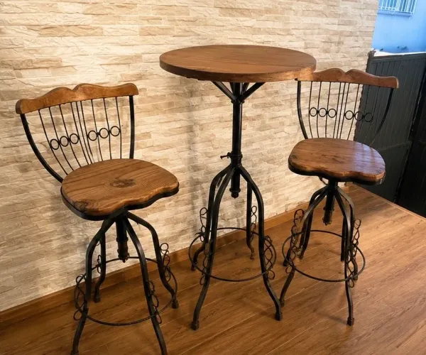 Conjunto Bistrô - Mesa Redonda Alta com 2 Banquetas