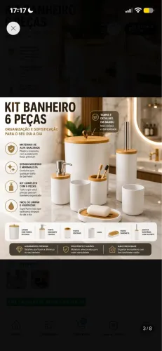 Kit Acessórios Banheiro 6 Peças Lixeira Escova