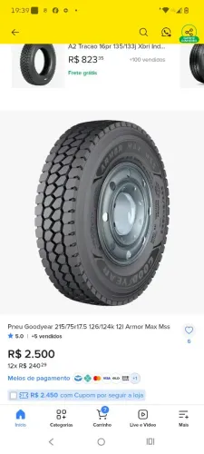 Pneus 235 75 r17 5 goodyear R$1300