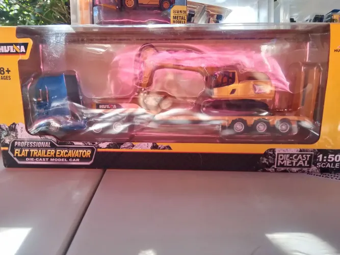 Kit miniatura carreta e escavadeiras hidráulicas escala 1:50