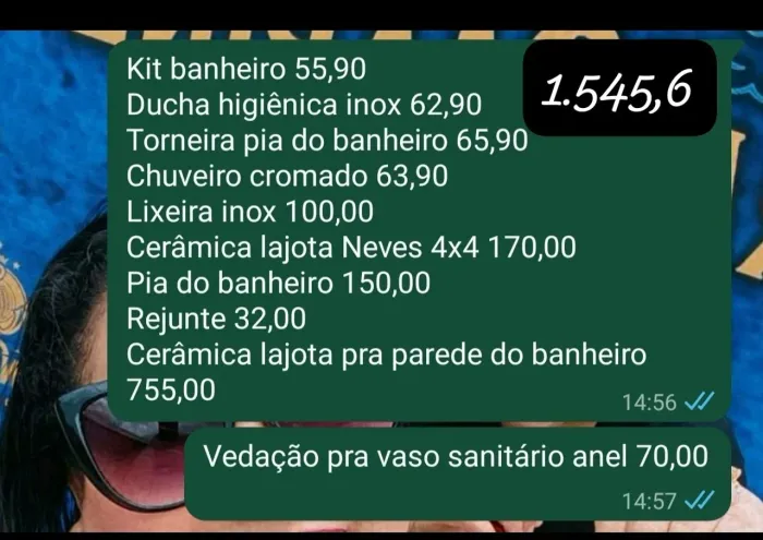 Kit completo para banheiro e lajota. São 18 metros de lajota pra parede e 4 metros p/ pis