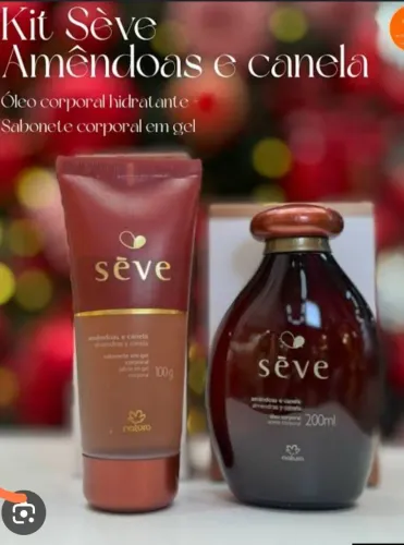Kit seve amêndoa e canela (óleo  corporal + sabonete líquido)