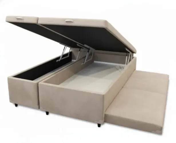 Cama box baú bipartido com auxiliar