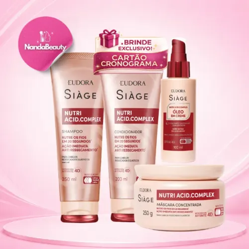 Kit Siàge Nutri Acid.Complex - Shampoo, Condicionador, máscara e óleo em creme - Nutrição 