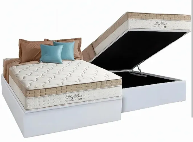 Cama box baú casal+colchão casal king best D angelis molas ensacadas