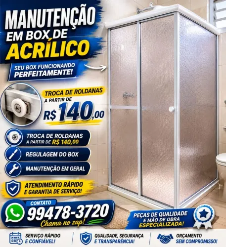 Troca de roldanas box de acrílico
