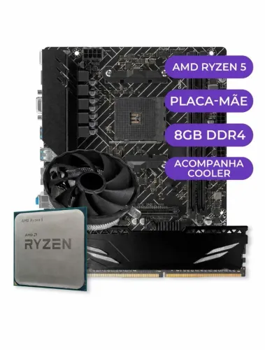 Kit Ryzen 5 5600GT + A520 + 8GB DDR4 NOVO
