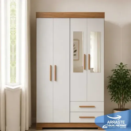 Guarda roupa 4 Portas Com Espelho Opcional - Produto Lacrado de Fábrica