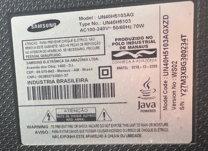 TV Samsung com tela quebrada pra sucata