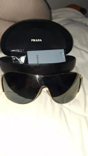 Óculos de Sol Prada SPR 63I Máscara Dourado & Preto Vintage Original