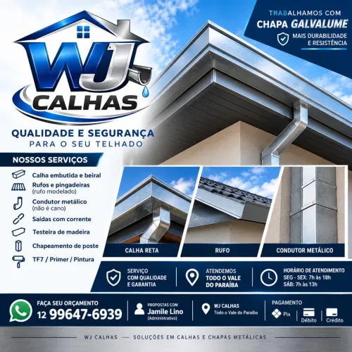 WJ CALHAS - QUALIDADE E SEGURANÇA PARA O SEU TELHADO!