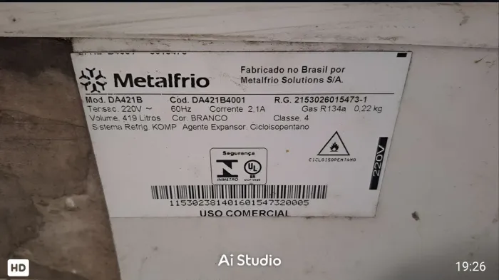 Freezer horizontal metal frio