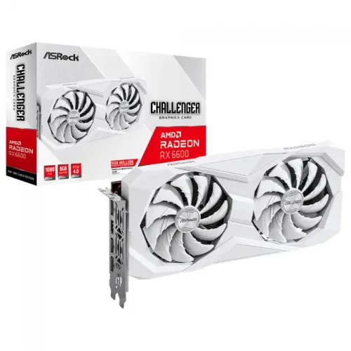 Placa de Vídeo ASRock Radeon RX 6600 Challenger White, 8GB, GDDR6, Branca, Nova, Lacrada