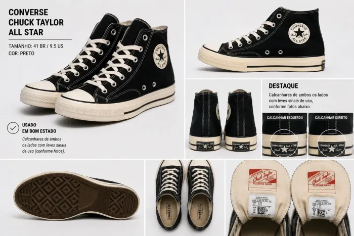 Converse All Star Chuck 70s Preto Tamanho 41BR