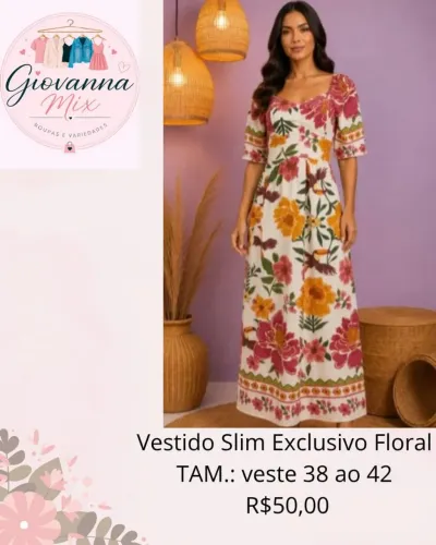 Vestido floral, veste tam.: 38 a 42.