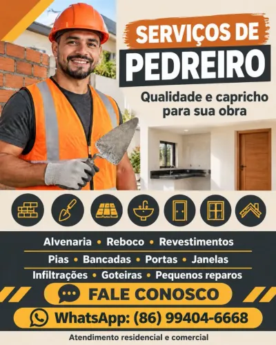 edreiro Profissional - Alvenaria, Reboco e Reformas