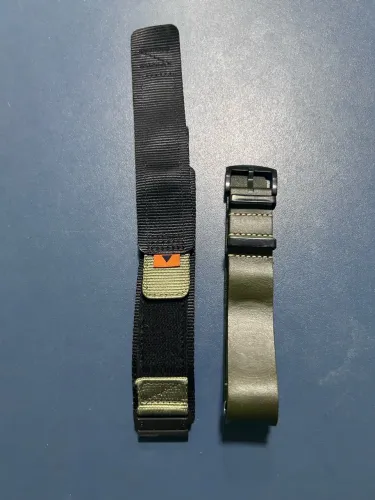 Kit 2 Pulseiras Garmin 26mm (QuickFit) - Couro Verde e Nylon Alpine
