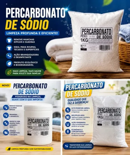 Percarbonato de Sódio 100% Puro - Tira Manchas Alvejante 1kg