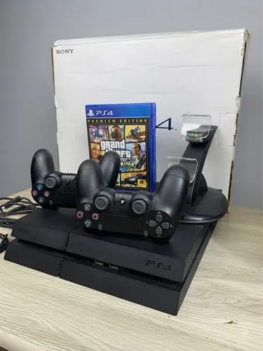 Ps4 Preto Fosco 500 Gb 2 Controles 1 Jogo GTA 5