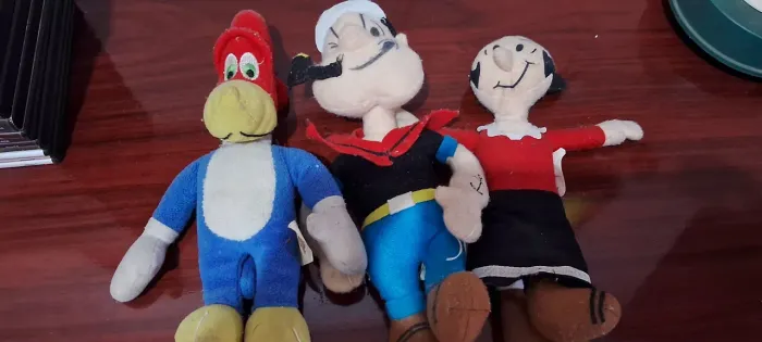 Lote pelúcias do Habib's Popeye, Olivia e Pica Pau
