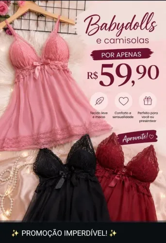 Babydolls e Camisolas por apenas R$ 59,90!