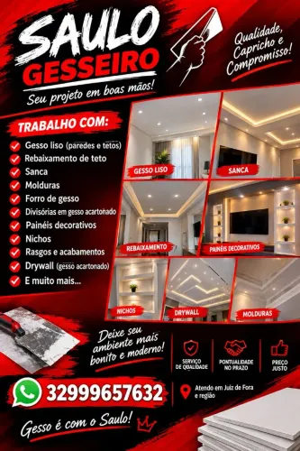 Gesseiro em Juiz de fora e Região | Rebaixamento,Sanca,Drywall e Gesso Lisso