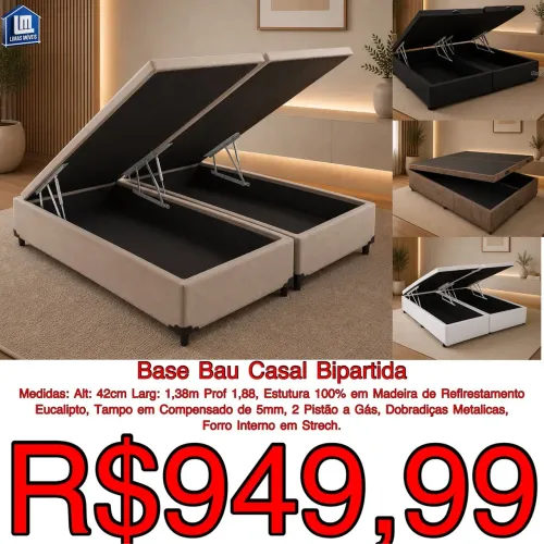 MARAVILHOSA BASE BOX BAÚ CASAL BIPARTIDA