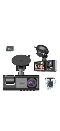 CÂMERA VEICULAR HD 3 CANAIS COM SD 32G