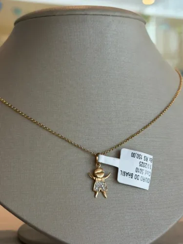 PINGENTE MENINO BICOLOR OURO 18K 750