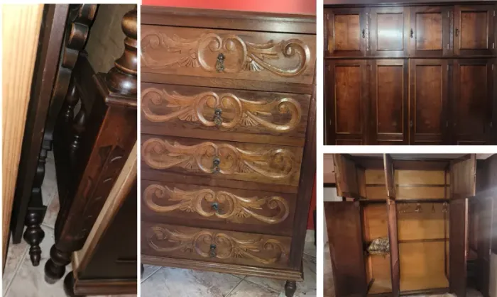 OPORTUNIDADE Quarto casal completo de madeira maciça clássica