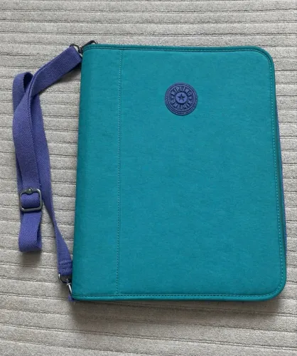Fichário Kipling Turquesa com Alça - Ótimo Estado