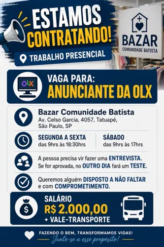 Vaga para fotografar e fazer anuncios publicacoes