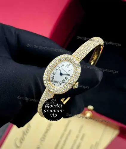 Relogio cartier Baignoire cravejado de moissanites 