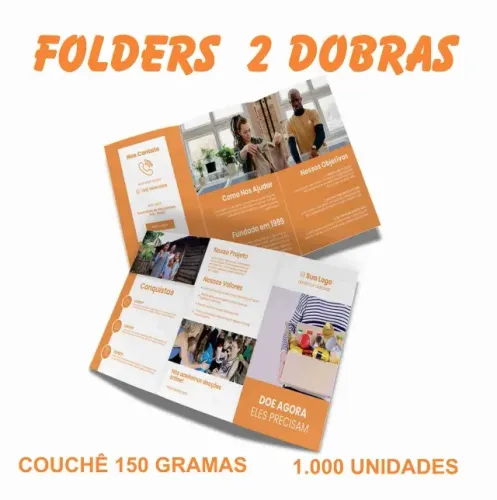 1000 folders 2 dobras personalizados ! couche 150 gramas !