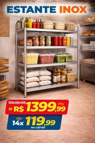 Estante inox 120x155 JM  Sônia 