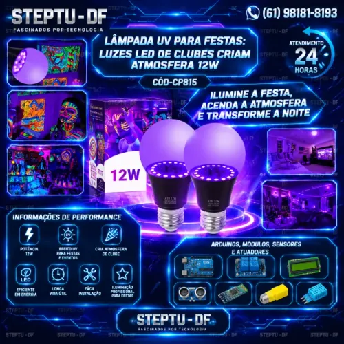 Lâmpada Uv Para Festas: Luzes Led De Clubes Criam Atmosfera 12wa Arduino Automação