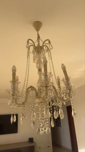 Lustre de Cristal 5 Braços | Arte Mix | Excelente Estado | R$ 600