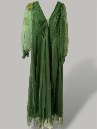 Vestido de festa Verde Oliva brilhante