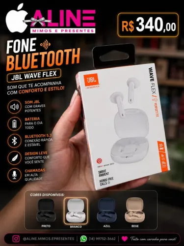 FONE DE OUVIDO JBL WAVE FLEX BRANCO