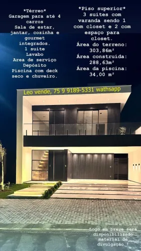 Leo vende, bairro Papagaio, 4 suítes, closet, varanda, piscina e goumert