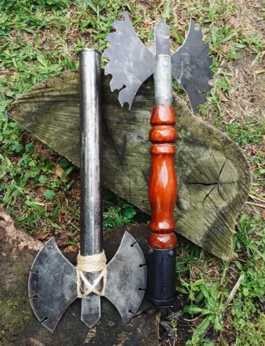 Kit 2 Machadinhas Xangô Umbanda Religião Forja Aço Carbono