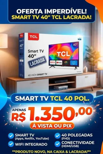 Televisão Smart TV TCL 40 pol.