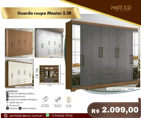 Guarda Roupa Master 2.38 , a pronta entrega