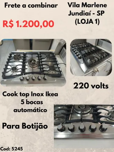 Cook Top Inox Ikea 5 Bocas Automático para botijao