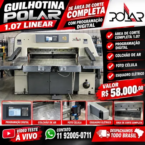 Guilhotina polar 1.07 linear programação de corte digital