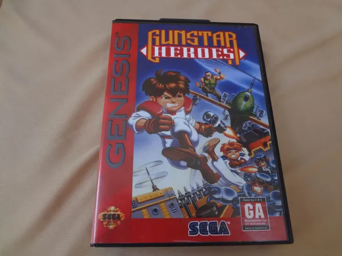 Gunstar Heroes - Mega Drive - Cartucho Funcionando 100%, Caixa, Manual e Encarte Reprô