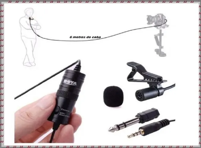 Microfone de lapela boya By-M1 com cabo de 6 metros