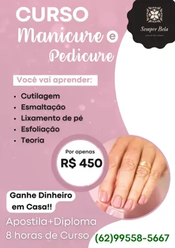 Curso - Presencial - Manicure e Pedicure - Aprenda essa Profissão - em Até 10x Sem Juros